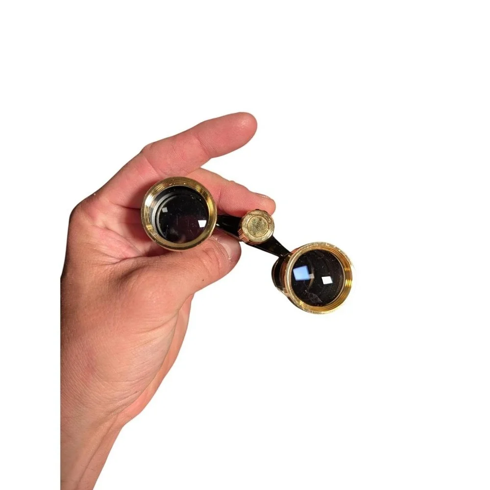Binolux 3x25 Opera Glass Model 221 Black Gold Tone Binoculars with Pouch and Box